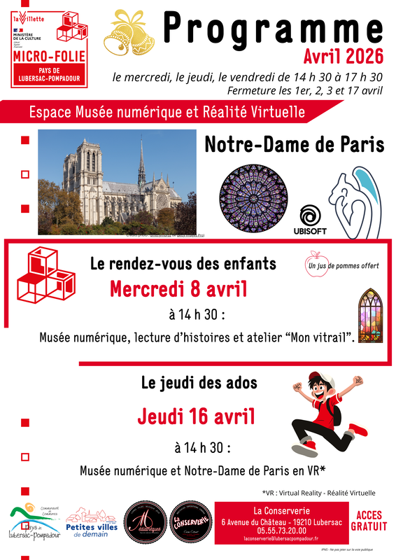 Affiche Micro-Folie programme Avril 2026 