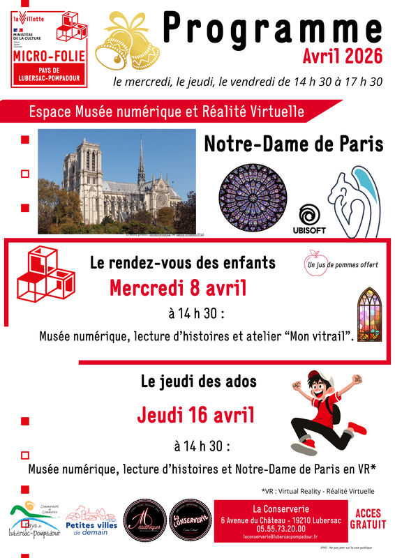 Affiche Micro-Folie programme Avril 2026 